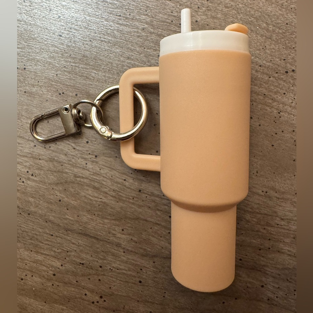Beige Miniature Tumbler Keychain